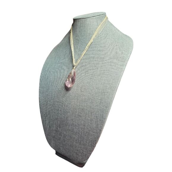 Elegant Blush Pink Crystal Swirl Pendant Necklace - Picture 6 of 12